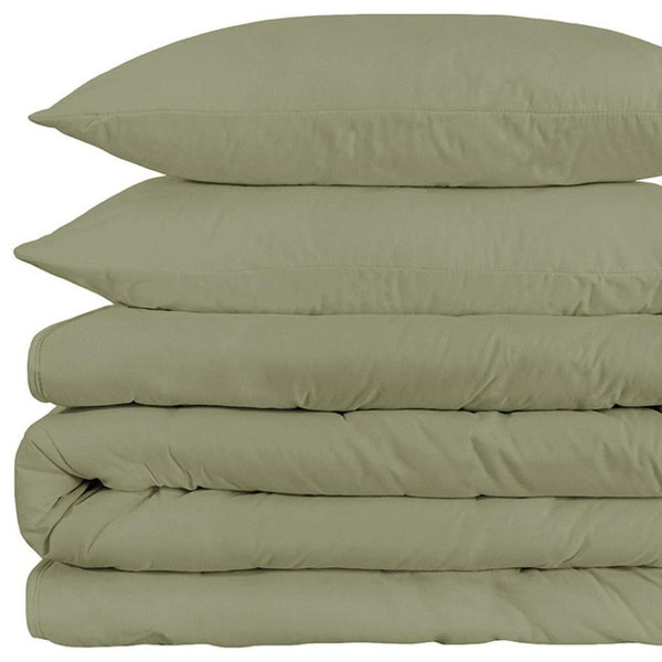 HomeRoots Sage Queen Duvet Cover Set - 1200 Thread Count Cotton Blend, Washable, OEKO-TEX Certified Comfort 528191