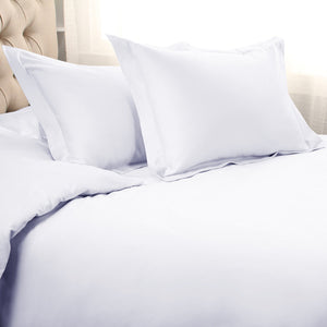 Homeroots White Queen Cotton Blend 1200 Thread Count Washable Duvet Cover Set  Egyptian Cotton 528194