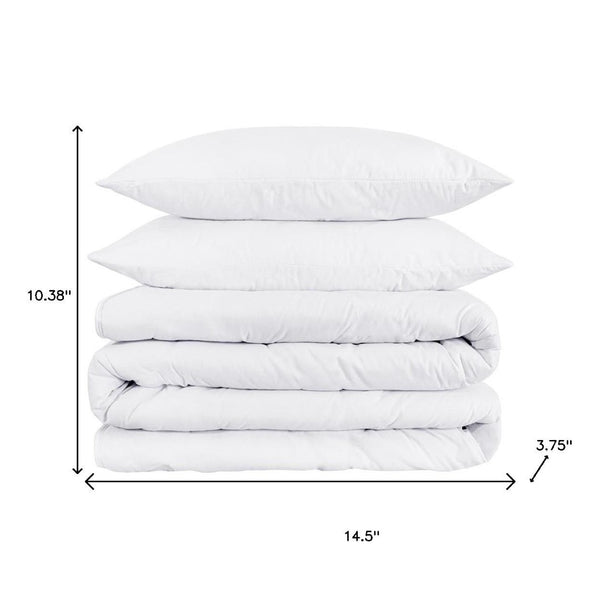 HomeRoots White Queen Cotton Blend Duvet Cover Set - 1200 Thread Count, Washable, Durable & Stylish Design 528194