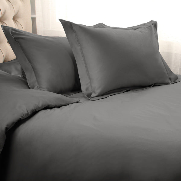 Homeroots Charcoal King Cotton Blend 1200 Thread Count Washable Duvet Cover Set  Egyptian Cotton 528197