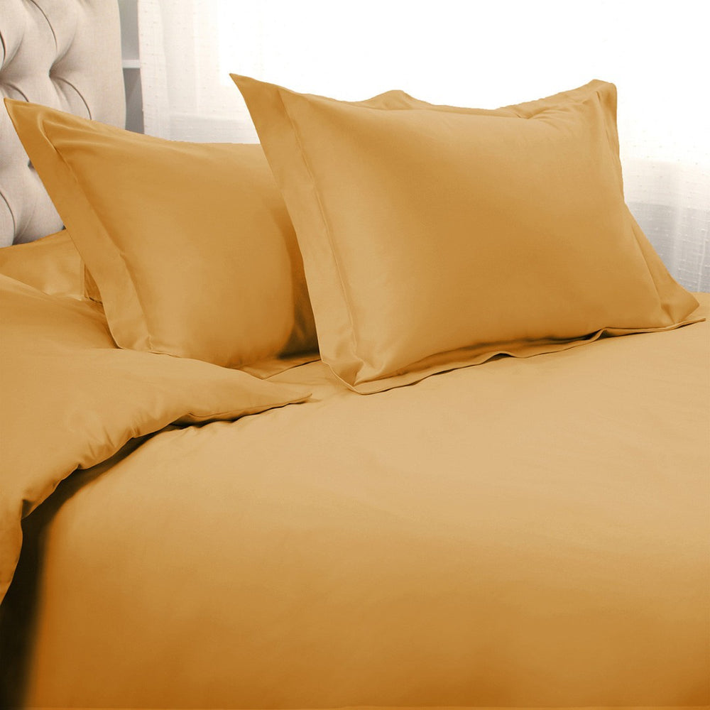 HomeRoots Gold King Cotton Blend Duvet Cover Set - 1200 Thread Count, Washable, Soft, Modern Elegance 528199