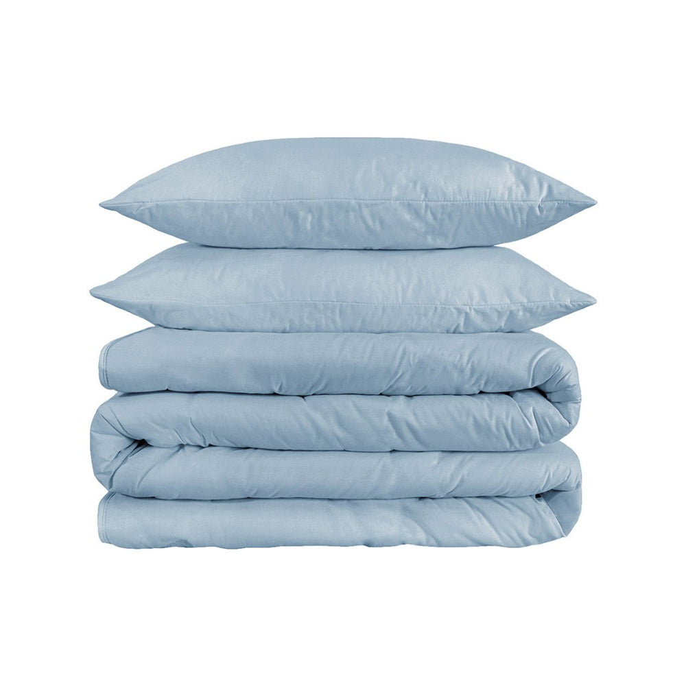 HomeRoots Light Blue King Duvet Cover Set - Luxurious 1200 Thread Count Cotton Blend, OEKO-TEX Certified Comfort 528201