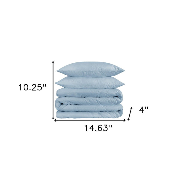 HomeRoots Light Blue King Duvet Cover Set - Luxurious 1200 Thread Count Cotton Blend, OEKO-TEX Certified Comfort 528201