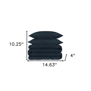 HomeRoots Navy Blue King Duvet Cover Set - Luxurious 1200 Thread Count, Washable, Durable & OEKO-TEX Certified 528202