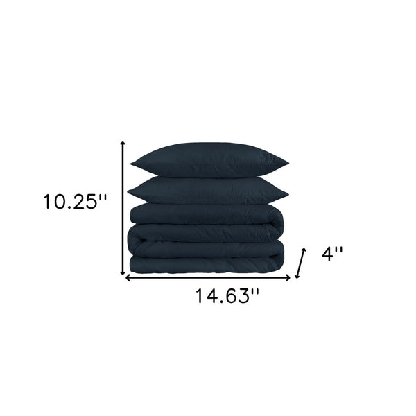 HomeRoots Navy Blue King Duvet Cover Set - Luxurious 1200 Thread Count, Washable, Durable & OEKO-TEX Certified 528202