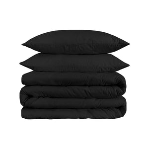 Homeroots Black Queen Cotton Blend 1500 Thread Count Washable Duvet Cover Set  Egyptian Cotton 528208