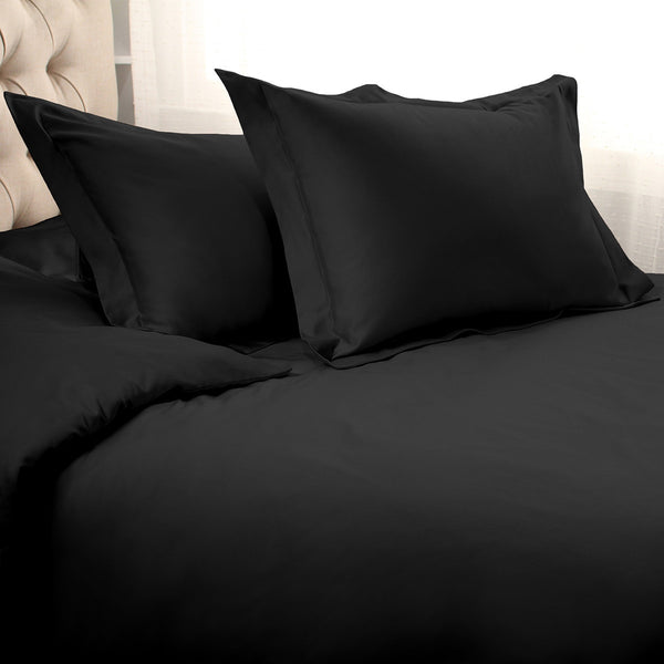 Homeroots Black Queen Cotton Blend 1500 Thread Count Washable Duvet Cover Set  Egyptian Cotton 528208