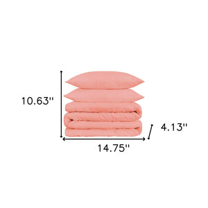 Homeroots Dusty Rose Queen Cotton Blend 1500 Thread Count Washable Duvet Cover Set  Egyptian Cotton 528209