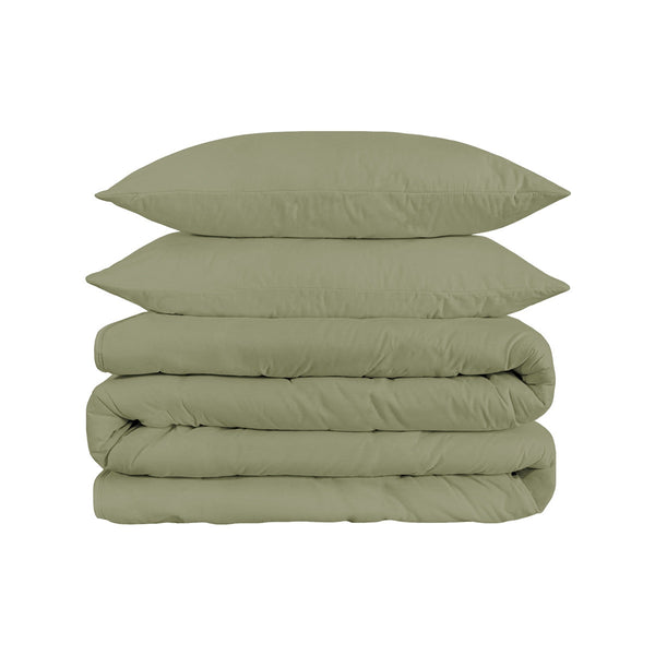 Homeroots Sage Queen Cotton Blend 1500 Thread Count Washable Duvet Cover Set  Egyptian Cotton 528216