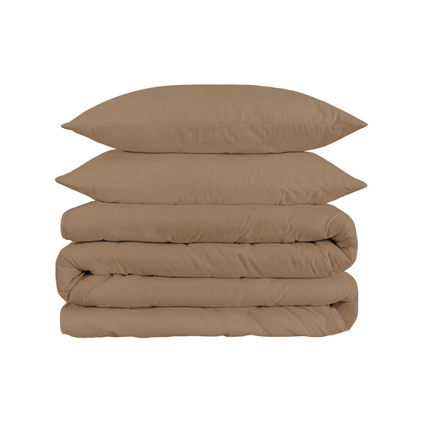 Homeroots Taupe Queen Cotton Blend 1500 Thread Count Washable Duvet Cover Set  Egyptian Cotton 528217