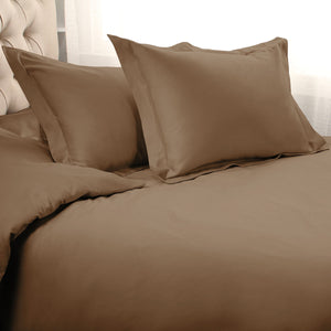 Homeroots Taupe Queen Cotton Blend 1500 Thread Count Washable Duvet Cover Set  Egyptian Cotton 528217