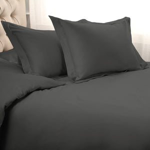 Homeroots Gray King Cotton Blend 1500 Thread Count Washable Duvet Cover Set  Egyptian Cotton 528222