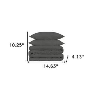 Homeroots Gray King Cotton Blend 1500 Thread Count Washable Duvet Cover Set  Egyptian Cotton 528222