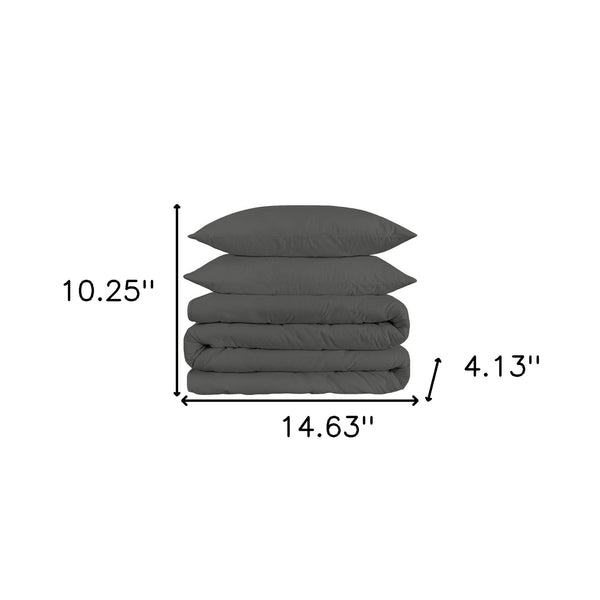Homeroots Gray King Cotton Blend 1500 Thread Count Washable Duvet Cover Set  Egyptian Cotton 528222