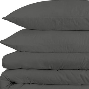HomeRoots Gray King Cotton Blend Duvet Cover Set - 1500 Thread Count, Washable, Soft & Stylish Comfort 528222