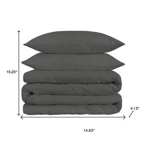 HomeRoots Gray King Cotton Blend Duvet Cover Set - 1500 Thread Count, Washable, Soft & Stylish Comfort 528222