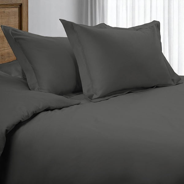 HomeRoots Gray King Cotton Blend Duvet Cover Set - 1500 Thread Count, Washable, Soft & Stylish Comfort 528222