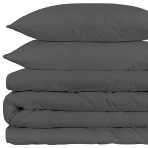 HomeRoots Gray King Cotton Blend Duvet Cover Set - 1500 Thread Count, Washable, Soft & Stylish Comfort 528222