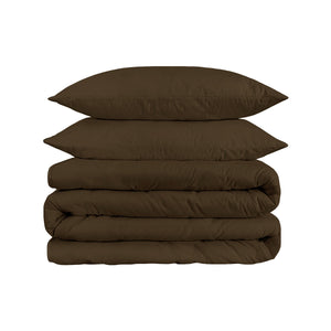 Homeroots Dark Brown King Cotton Blend 1500 Thread Count Washable Duvet Cover Set  Egyptian Cotton 528225
