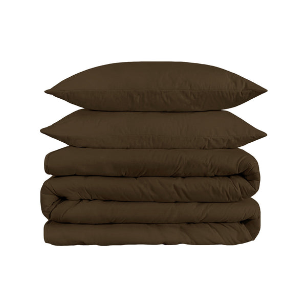 Homeroots Dark Brown King Cotton Blend 1500 Thread Count Washable Duvet Cover Set  Egyptian Cotton 528225