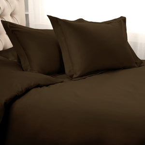 Homeroots Dark Brown King Cotton Blend 1500 Thread Count Washable Duvet Cover Set  Egyptian Cotton 528225
