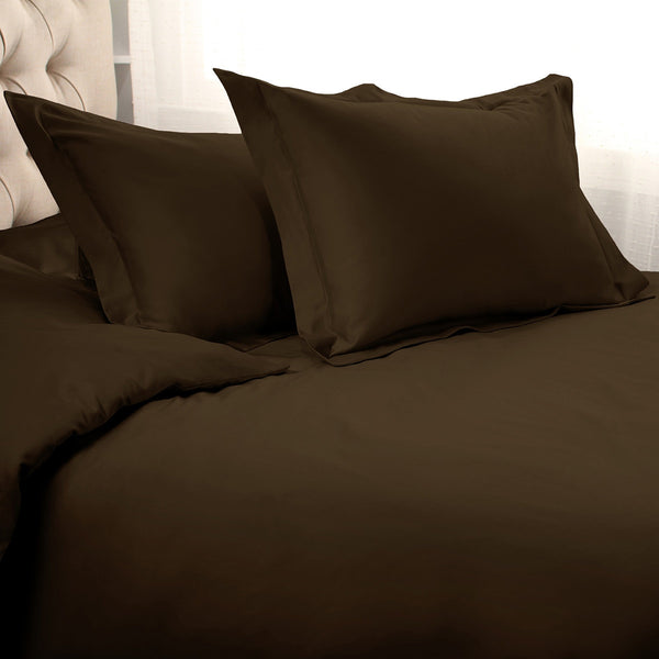 Homeroots Dark Brown King Cotton Blend 1500 Thread Count Washable Duvet Cover Set  Egyptian Cotton 528225