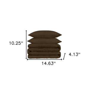 Homeroots Dark Brown King Cotton Blend 1500 Thread Count Washable Duvet Cover Set  Egyptian Cotton 528225