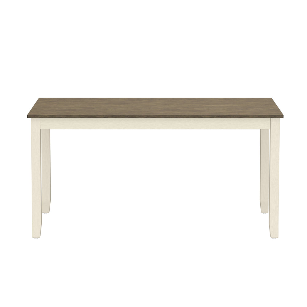 English Elm Wallace & Bay - Brown Brown And White 6 Piece Dining Table Set - Farmhouse Dogwood Bark & Blossom Finish, Easy-Care Wood, 60" Table Perfect for Family Gatherings B361P384405