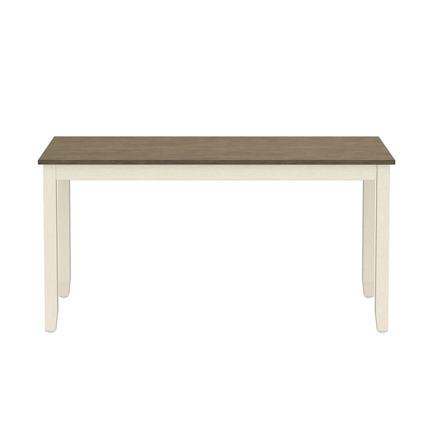 English Elm Wallace & Bay - Brown Brown And White 6 Piece Dining Table Set - Farmhouse Dogwood Bark & Blossom Finish, Easy-Care Wood, 60" Table Perfect for Family Gatherings B361P384405