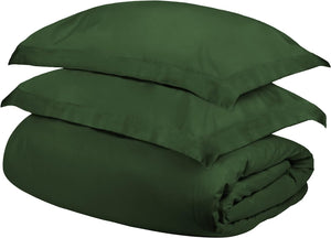 Homeroots Hunter Green Queen Cotton Blend 300 Thread Count Washable Duvet Cover Set  Egyptian Cotton 528236