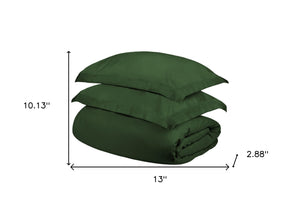 Homeroots Hunter Green Queen Cotton Blend 300 Thread Count Washable Duvet Cover Set  Egyptian Cotton 528236