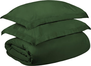 Homeroots Hunter Green Queen Cotton Blend 300 Thread Count Washable Duvet Cover Set  Egyptian Cotton 528236