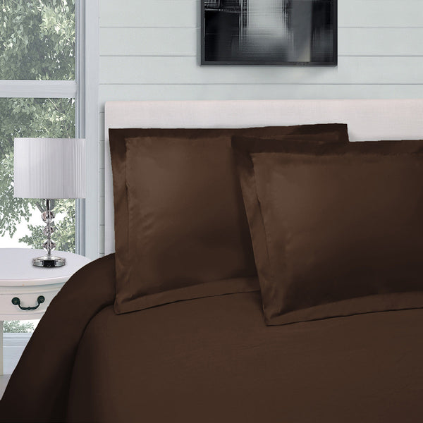 Homeroots Dark Brown Queen Cotton Blend 300 Thread Count Washable Duvet Cover Set  Egyptian Cotton 528242