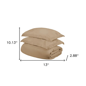 Homeroots Tan Queen Cotton Blend 300 Thread Count Washable Duvet Cover Set – Soft, Durable, Stylish Comfort  Egyptian Cotton 528249