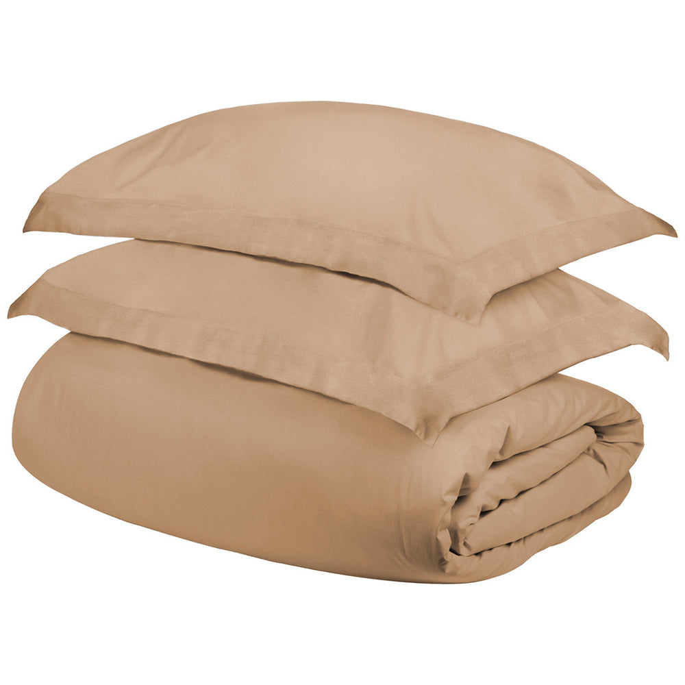 Homeroots Beige King Cotton Blend 300 Thread Count Washable Duvet Cover Set  Egyptian Cotton 528253