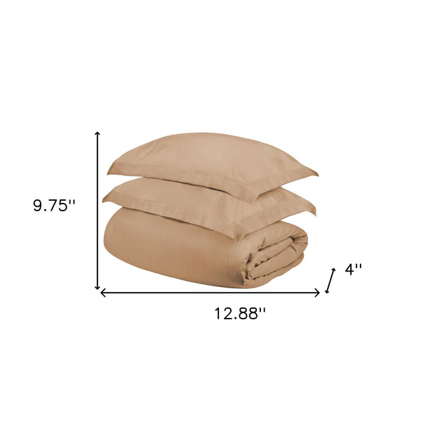 Homeroots Beige King Cotton Blend 300 Thread Count Washable Duvet Cover Set  Egyptian Cotton 528253