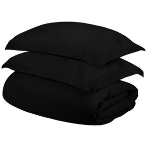 Homeroots Black King Cotton Blend 300 Thread Count Washable Duvet Cover Set  Egyptian Cotton 528254