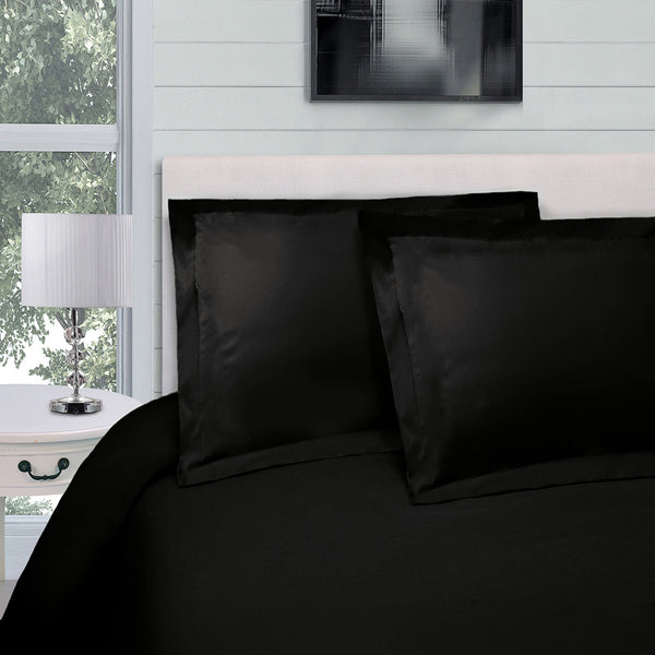 Homeroots Black King Cotton Blend 300 Thread Count Washable Duvet Cover Set  Egyptian Cotton 528254