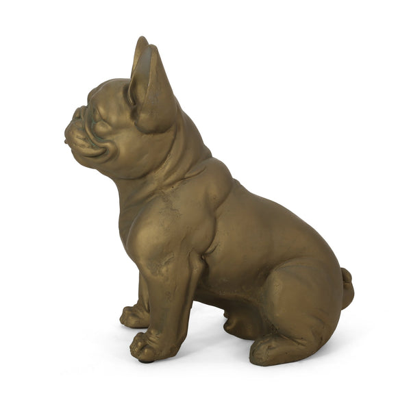 English Elm Christopher Knight Home® - DOG French Bulldog Garden Sculpture Cast Stone Outdoor Accent with Antique Wash, Durable Charm Gold 70293.00RUSGLD