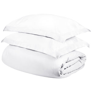 Homeroots White Queen Cotton Blend 400 Thread Count Washable Duvet Cover Set  Egyptian Cotton 528311
