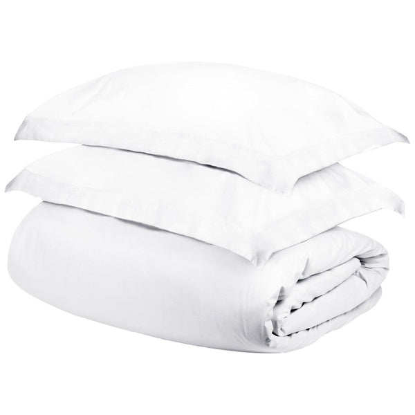 Homeroots White Queen Cotton Blend 400 Thread Count Washable Duvet Cover Set  Egyptian Cotton 528311