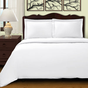 Homeroots White Queen Cotton Blend 400 Thread Count Washable Duvet Cover Set  Egyptian Cotton 528311