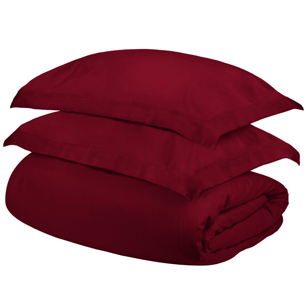 Homeroots Burgundy King Cotton Blend 400 Thread Count Washable Duvet Cover Set  Egyptian Cotton 528312