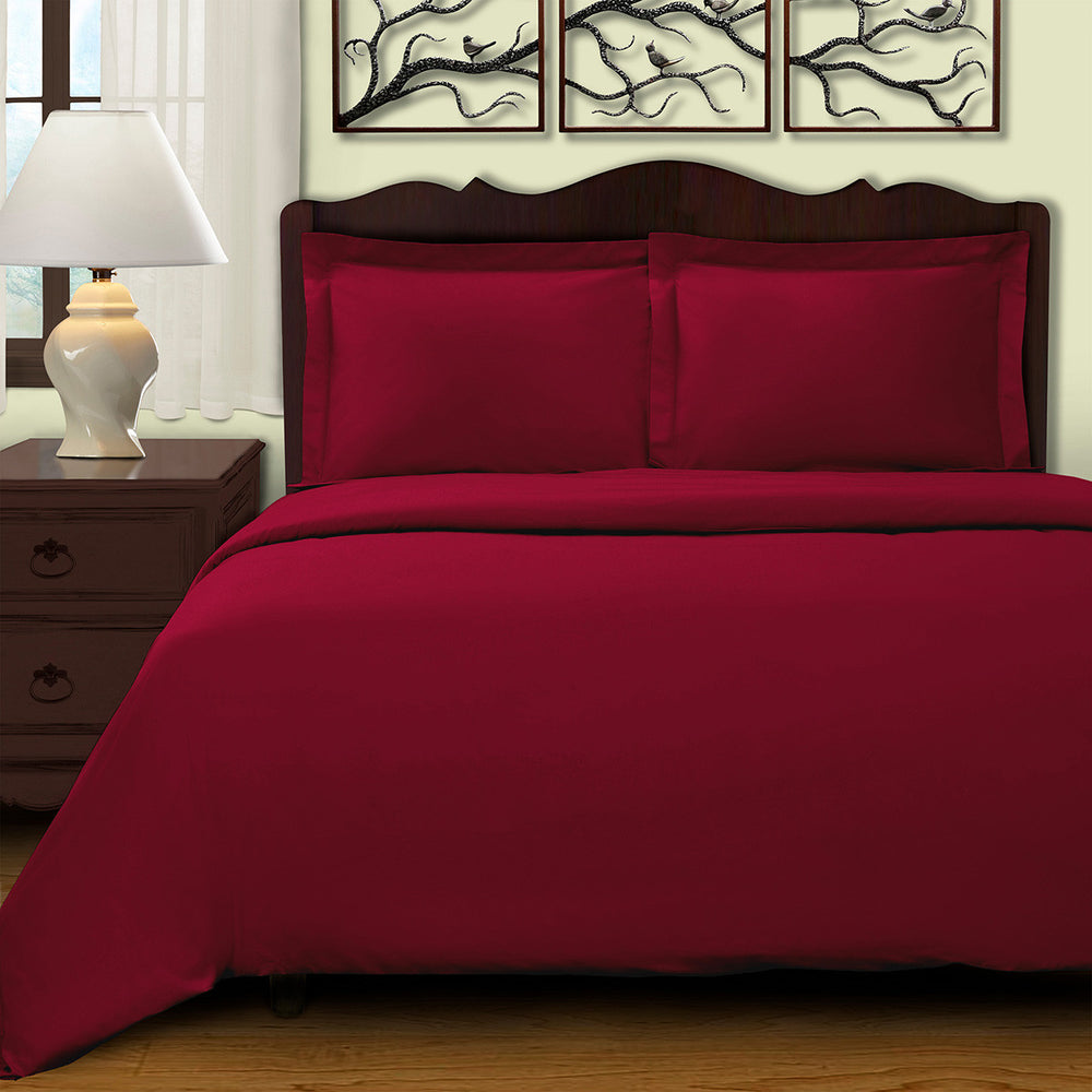 Homeroots Burgundy King Cotton Blend 400 Thread Count Washable Duvet Cover Set  Egyptian Cotton 528312