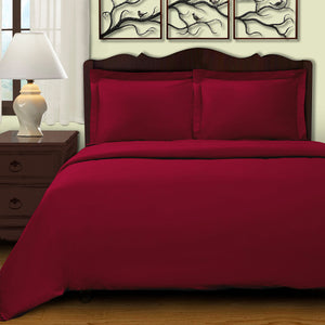 Homeroots Burgundy King Cotton Blend 400 Thread Count Washable Duvet Cover Set  Egyptian Cotton 528312