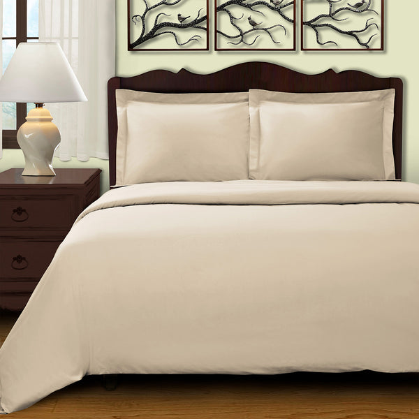 Homeroots Ivory King Cotton Blend 400 Thread Count Washable Duvet Cover Set  Egyptian Cotton 528315