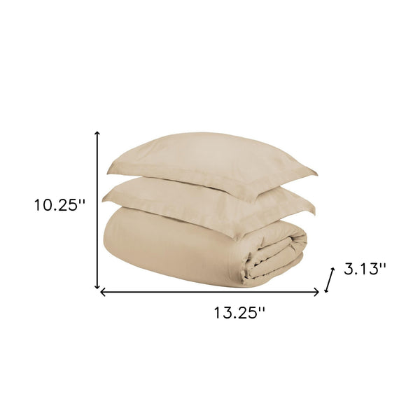 Homeroots Ivory King Cotton Blend 400 Thread Count Washable Duvet Cover Set  Egyptian Cotton 528315