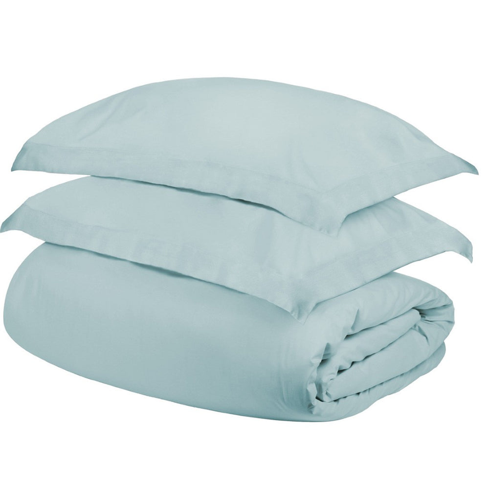 HomeRoots Light Blue King Duvet Cover Set - Luxurious 400 Thread Count Cotton Blend, Washable & Stylish Decor 528316