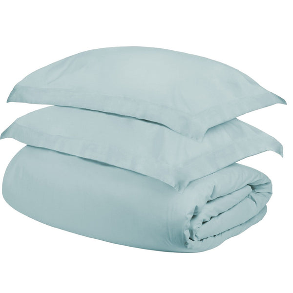 HomeRoots Light Blue King Duvet Cover Set - Luxurious 400 Thread Count Cotton Blend, Washable & Stylish Decor 528316