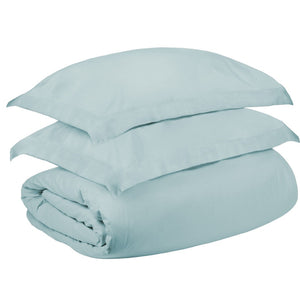 HomeRoots Light Blue King Duvet Cover Set - Luxurious 400 Thread Count Cotton Blend, Washable & Stylish Decor 528316